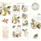 Golden Autumn Sheet J journaling stickers with snapshot frames, pears and vintage letters