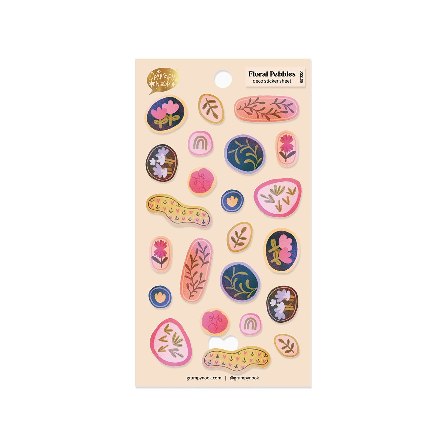 Grumpy Nook Deco Sticker Sheet Floral Pebbles