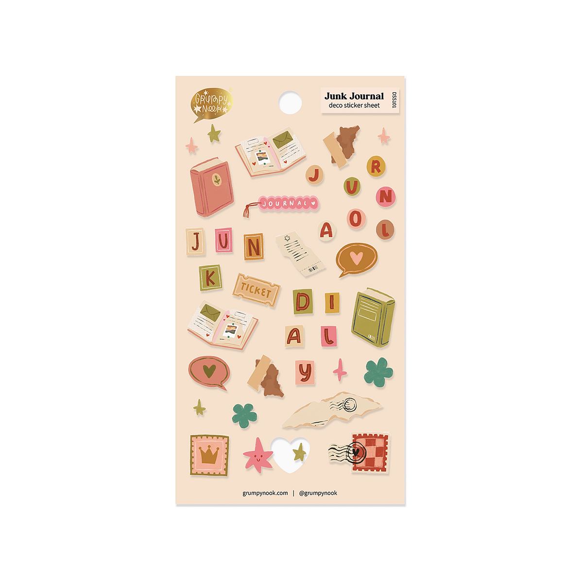 Grumpy Nook Deco Sticker Sheet Junk Journal