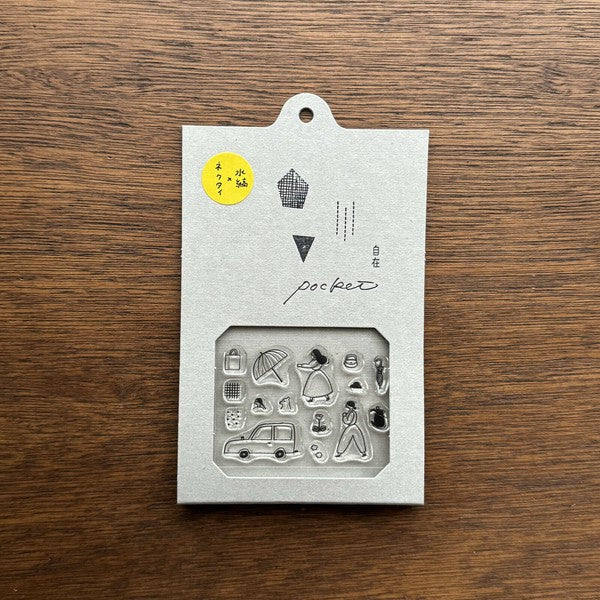 JIZAI POCKET clear stamp set On the Go by necktie x mizushima.