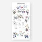 July calendar sticker sheet with a floral arch of blackberries and white daisies, July 2024 Sheet D