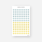 Sage green and lemon yellow date dot stickers numbered 1 to 31 with blank dots, June 2024 Sheet H