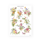 Mixed garden bouquets in yellow, plum, coral and lilac with loose floral stems, Sheet A