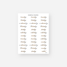 Black script days of the week planner stickers with a notes label, November 2024 Sheet C