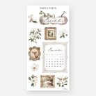 November calendar sticker with gilt picture frames, a fawn portrait, magnolias and pumpkins, Sheet D