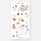 October calendar sticker sheet with pressed pink flowers and a maple leaf border, October 2024 Sheet D