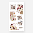 Vintage library card stickers with pressed florals, instant photo frames and a barcode label, October 2024 Sheet J