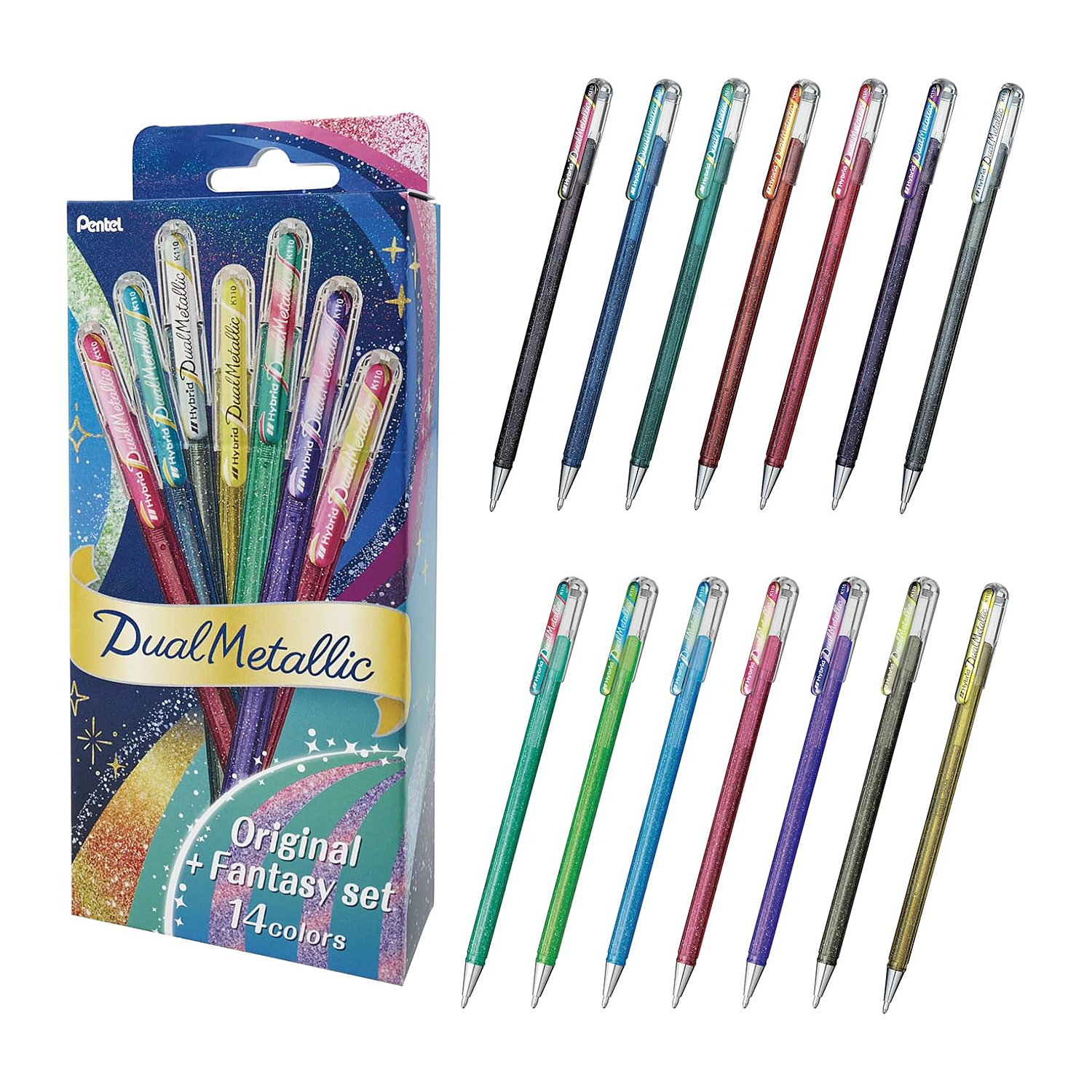 Pentel Hybrid Dual Metallic 14 Color Set