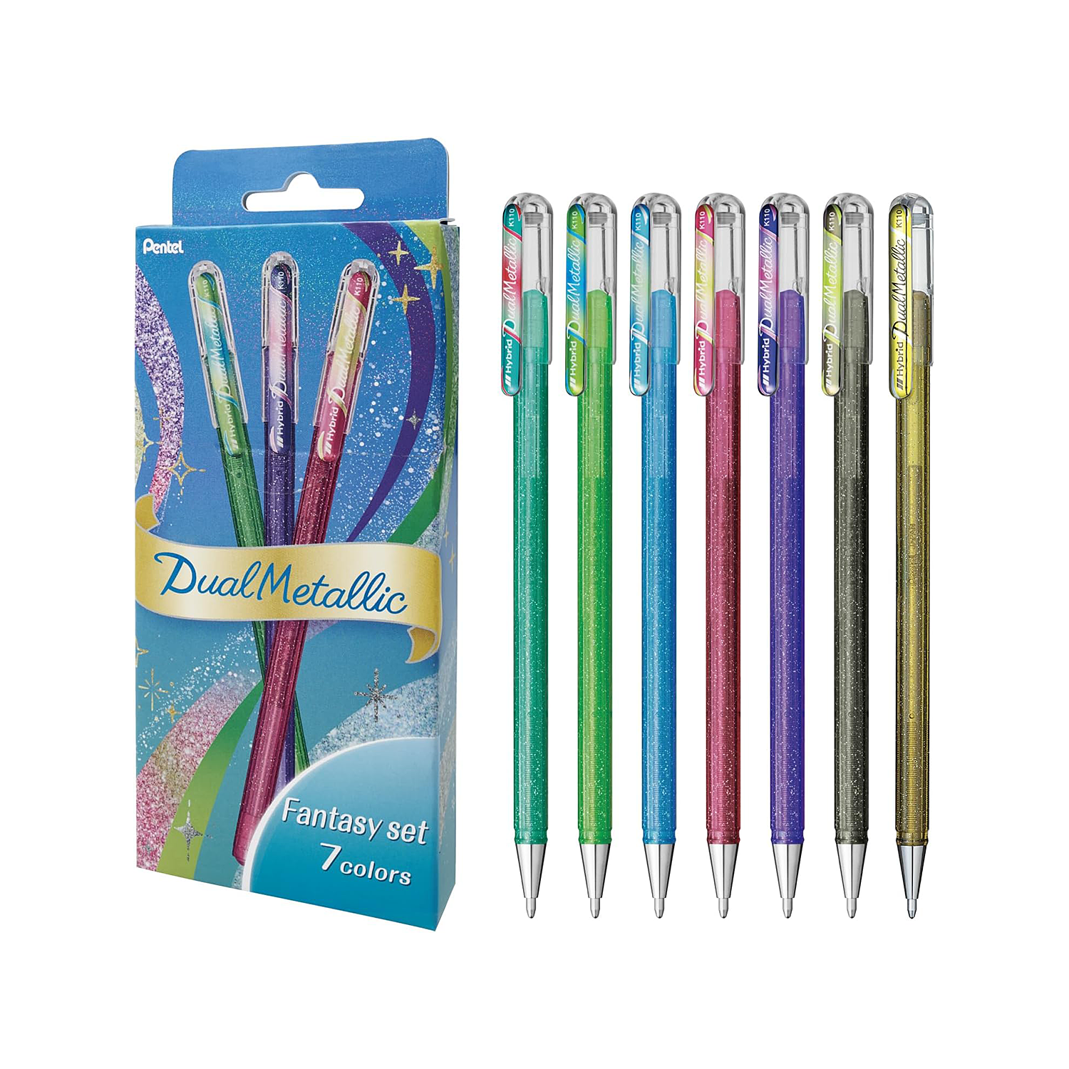 Pentel Hybrid Dual Metallic 7 Color Set Fantasy