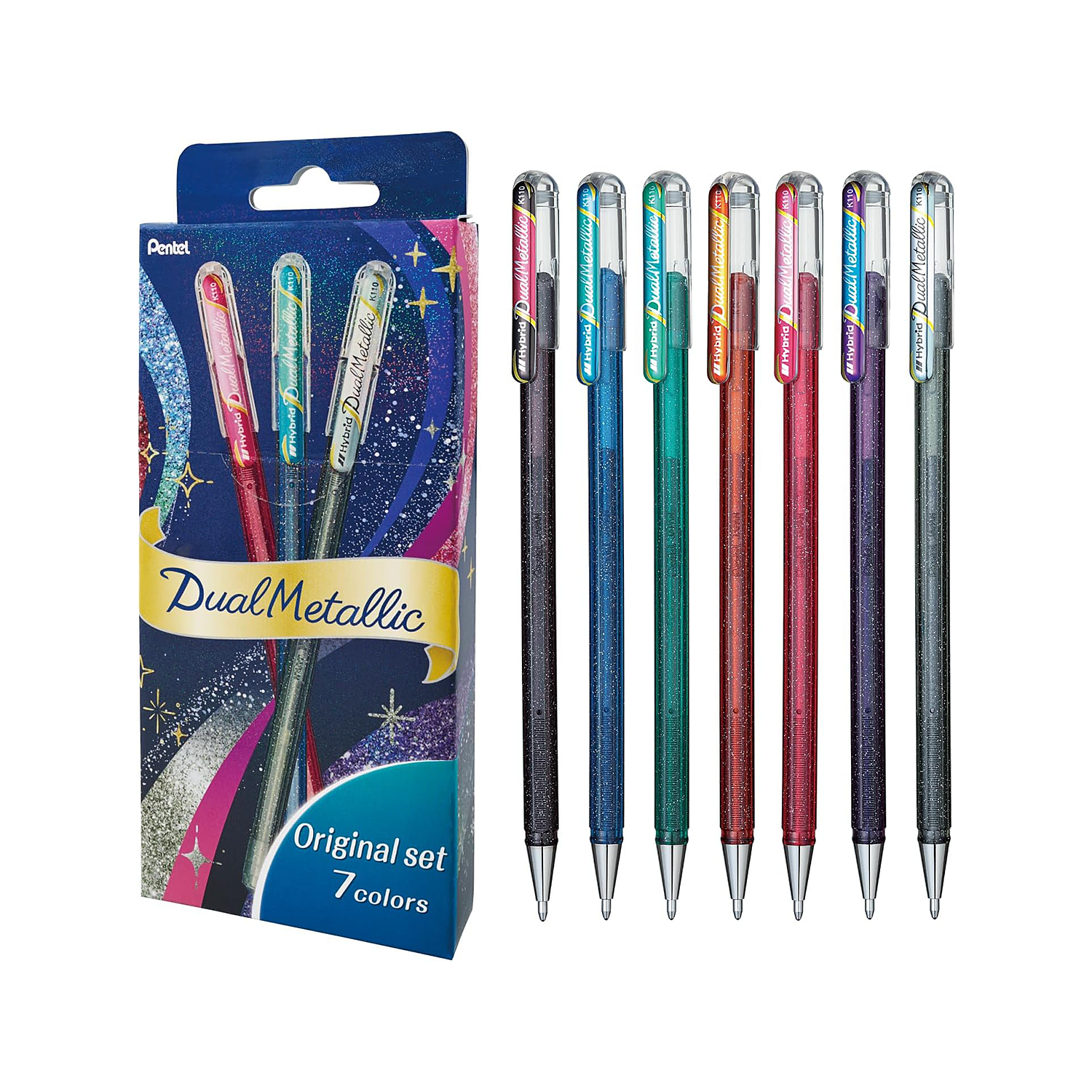 Pentel Hybrid Dual Metallic 7 Color Set Original