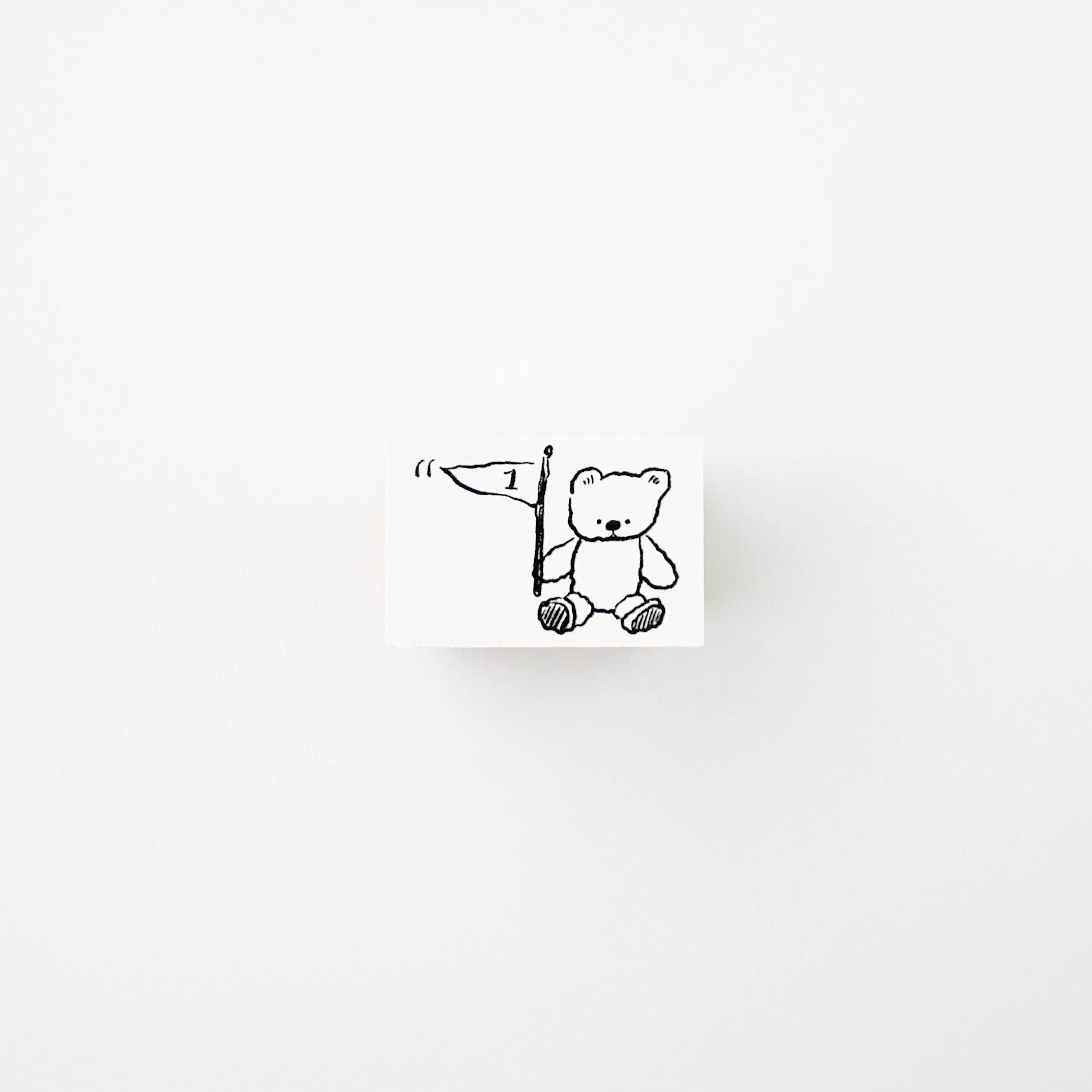 ranmyu Rubber Stamp Bear Holding Flag