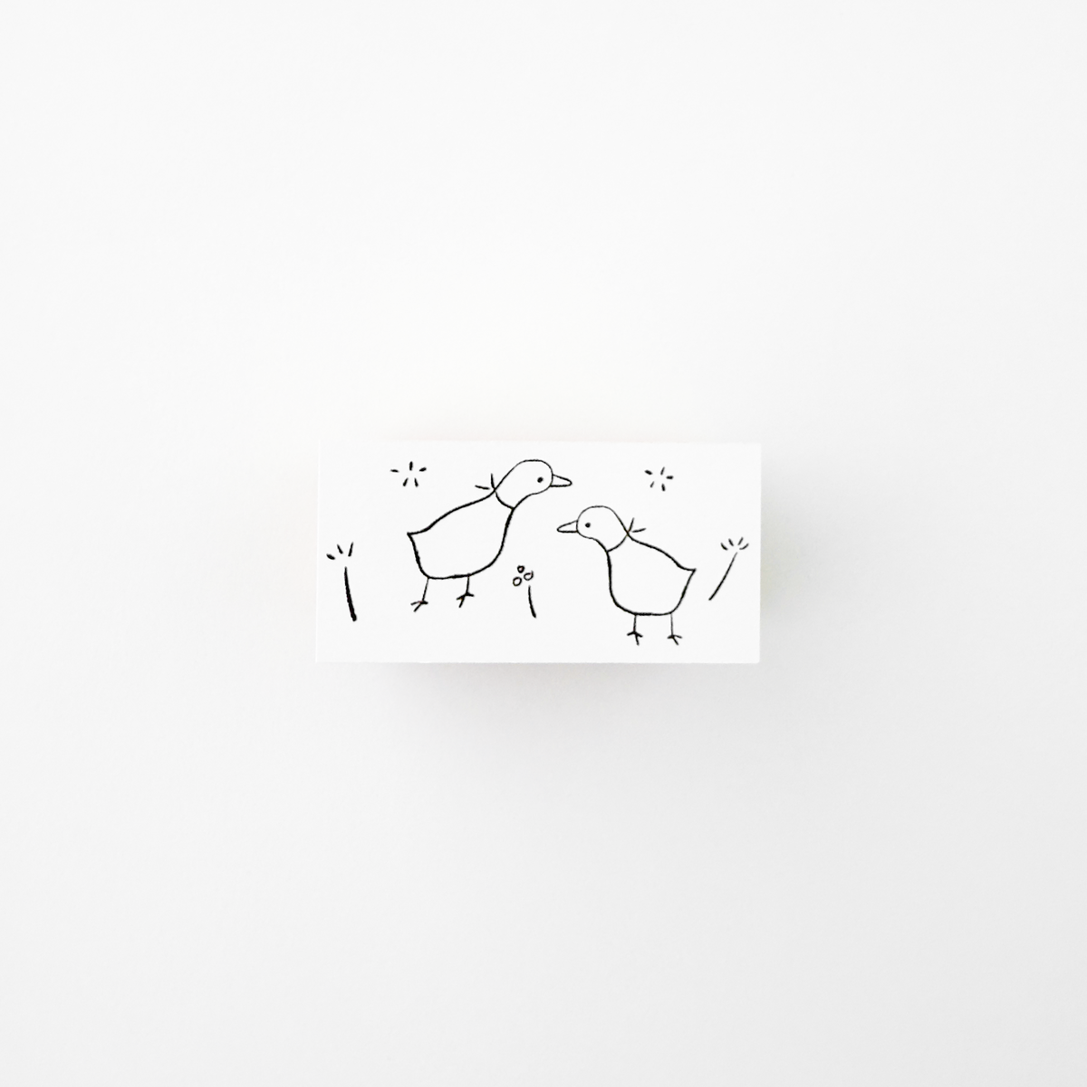 ranmyu Rubber Stamp Two Ducks In Flower Field