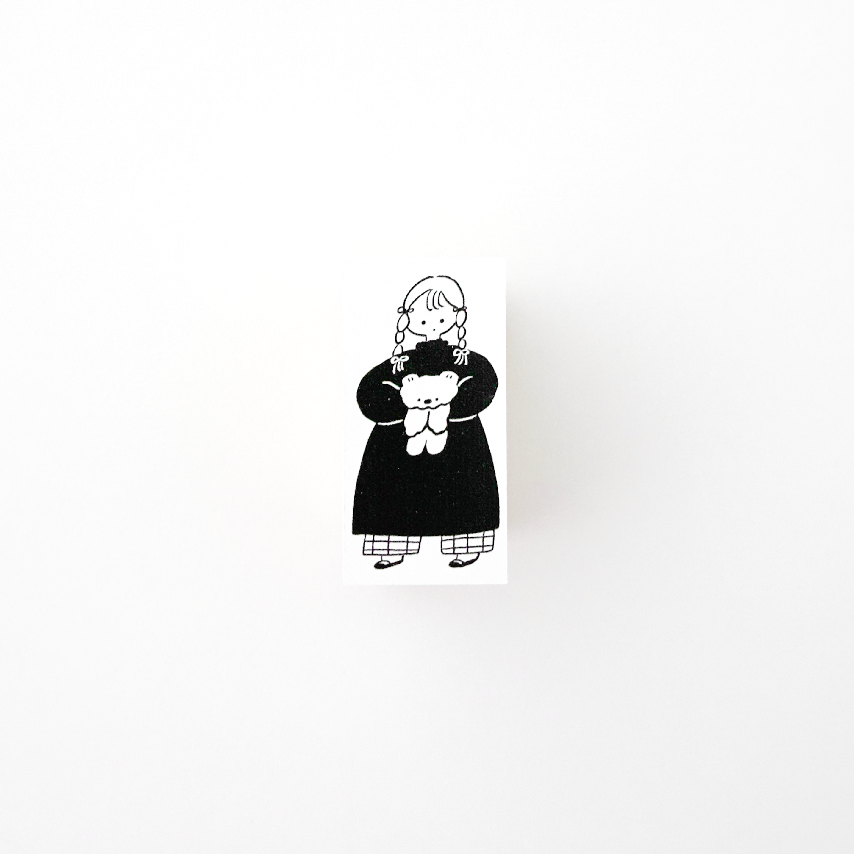 ranmyu Rubber Stamp Girl Holding Fluffy Bear