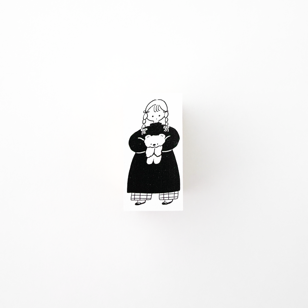 ranmyu Rubber Stamp Girl Holding Fluffy Bear