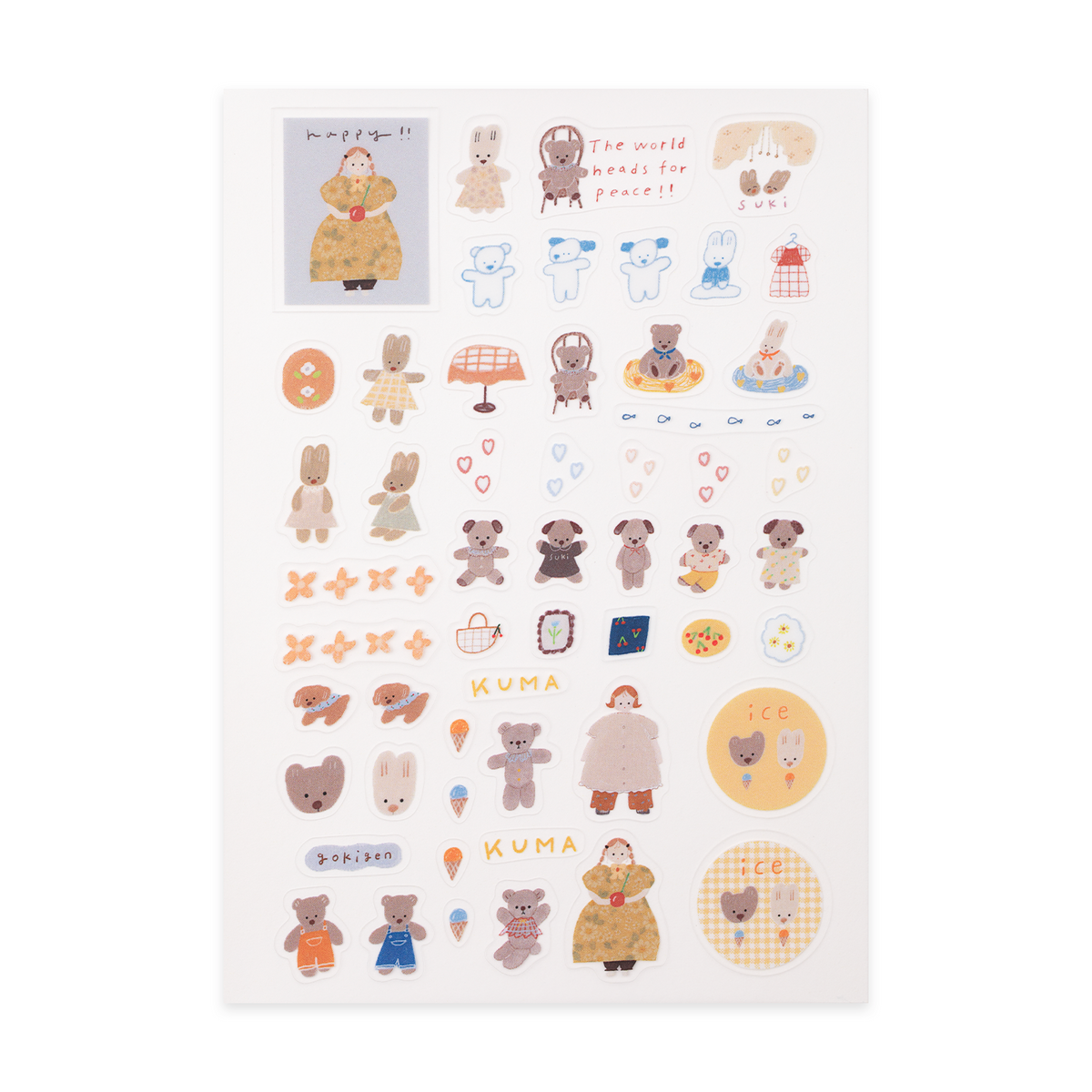 ranmyu PET Stickers Happy Bear And Girl