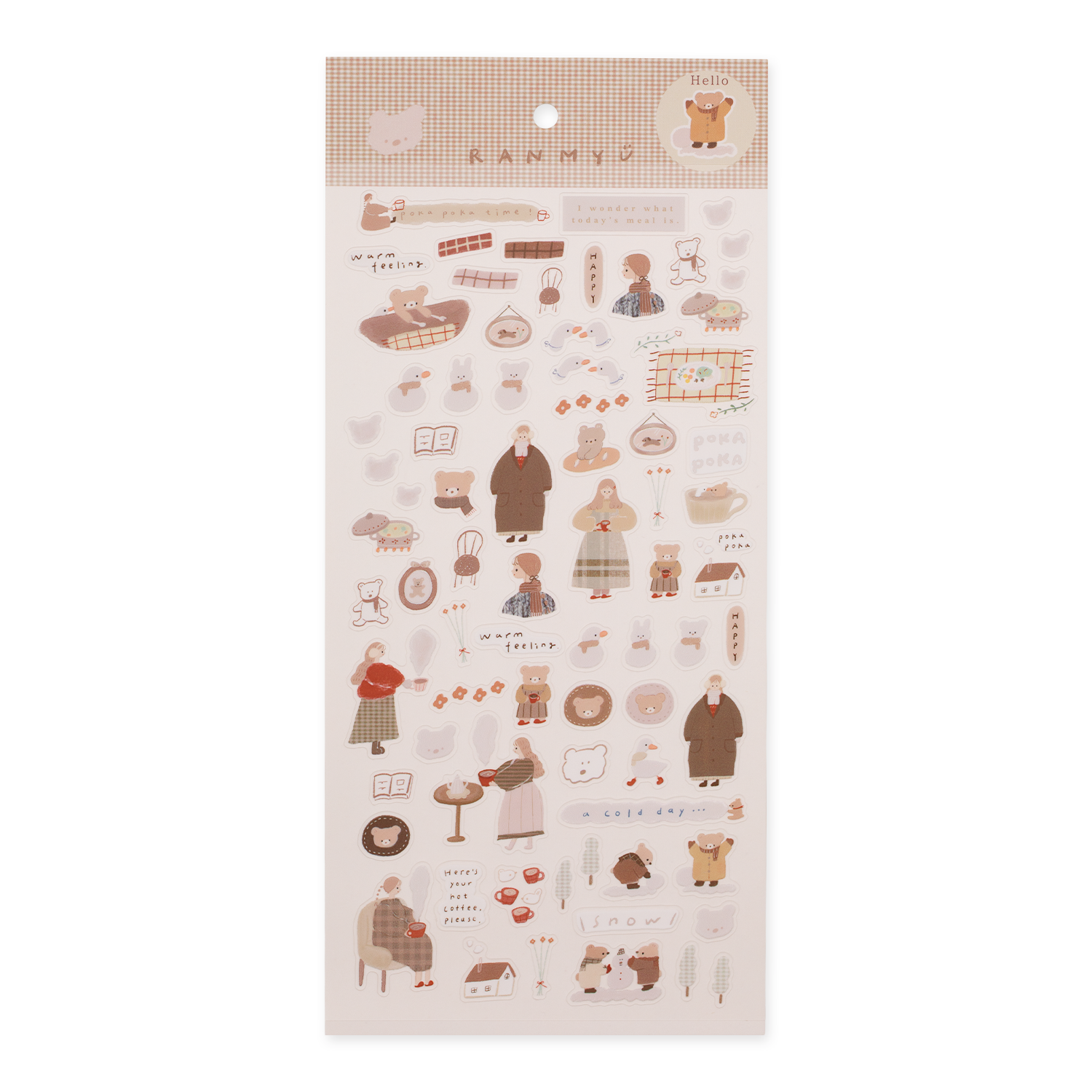 ranmyu PET stickers Fluffy Girl And Bear