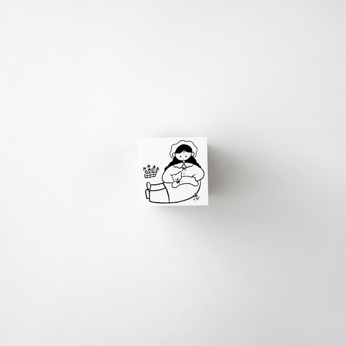 ranmyu Rubber Stamp Girl & Bear Picnic