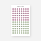 Plum and sage date dot stickers numbered 1 to 31 with blank dots, September 2024 Sheet H