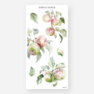 Large watercolor apple branch stickers with foliage on white, September 2024 Sheet N