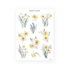 Daffodil and grape hyacinth bouquet stickers in loose arrangements, Sheet A