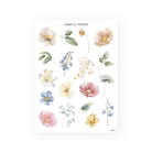 Springbound Sheet B sticker sheet: single wild rose, tulip bud, peony, bluebell and buttercup stems