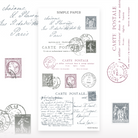 Vintage postcard sticker sheet with antique stamps, cursive script and ink postmarks, Bonus Sheet