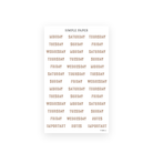 Monday to Sunday day label stickers with Notes and Important headers in a textured tan font