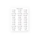 Romanticize Life Sheet C sticker sheet: Monday to Sunday script labels with blush and lavender highlights