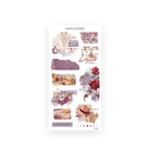 Pretty Season Sheet F sticker sheet: watercolor blouse, clutch, perfume, postcard stamps and torn script paper