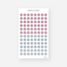Mauve and dusty blue date dot stickers numbered 1 to 31, plus blank dots, Sheet H