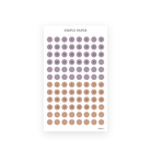 Pretty Season Sheet H sticker sheet: date dot stickers numbered 1 to 31 in dusty purple and tan with blank circles