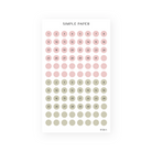 On My Desk Sheet H sticker sheet: date dots numbered 1 to 31 in dusty pink and sage green