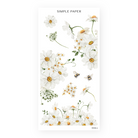 Honey Cottage Sheet N sticker sheet: white daisies, lacy green sprigs and two bumblebees