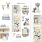 Closet organizing stickers with a reed diffuser, storage boxes and hanging clothes, Sheet K