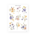 Sticker sheet of pastel floral bouquets with ranunculus, poppies, pansies, daisies and tulips, Garden Stories Sheet A