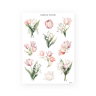 Sticker sheet of blush and ivory tulip bouquets with lily of the valley sprigs, Tulip Memoirs Sheet A