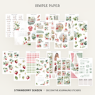 Strawberry Season full kit with strawberries, white blossoms, cafe desserts, gingham, picnic scenes and a June 2025 calendar