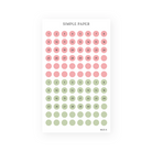 Pink and green date dot stickers numbered 1 to 31, plus blank dots, Sheet H