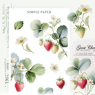 Strawberry branch stickers with ripe and pale berries, blossoms, and leaves, Sheet N