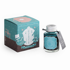 Teranishi Guitar Taisho Roman Haikara Brilliant Mint Ink, bottle with its box on a white background