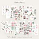 Full decorative journaling sticker kit with pastel villages, postage stamps, wreaths and date dots