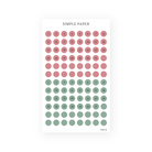 Dusty rose and sage date dot stickers numbered 1 to 31 for planners, Sheet H