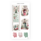 Filmstrip stickers with a snowy town, wreathed front doors and color swatches, Sheet K
