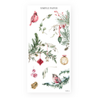 Winter stickers with a red cardinal, pine branches, berries, a house ornament and a gold bauble, Sheet N
