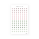 Blush pink and sage green date dot stickers numbered 1 to 31 with blank dots, Tulip Memoirs Sheet H