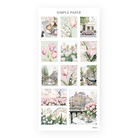 Postage stamp stickers with tulips, a windmill, canal houses, a latte and a pink vintage car, Tulip Memoirs Sheet I
