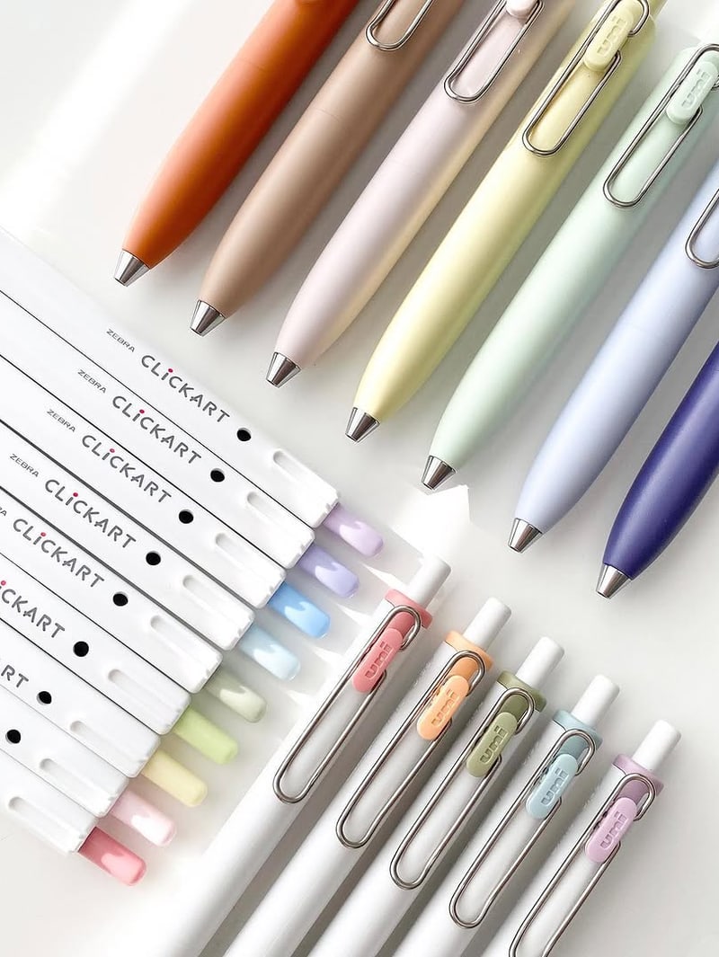 Curated stationery arranged in a diagonal composition